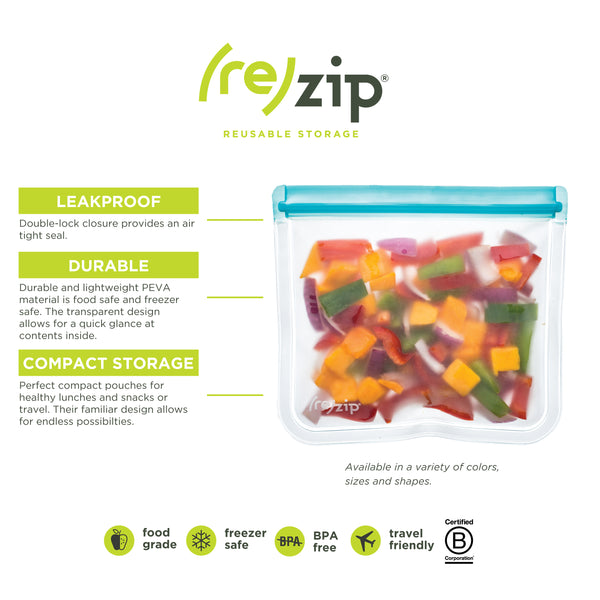 re)zip Zippered Small Reusable Storage Bags (8 x 4.25-inch) 3-Pack Bl -  LaPrima Shops®