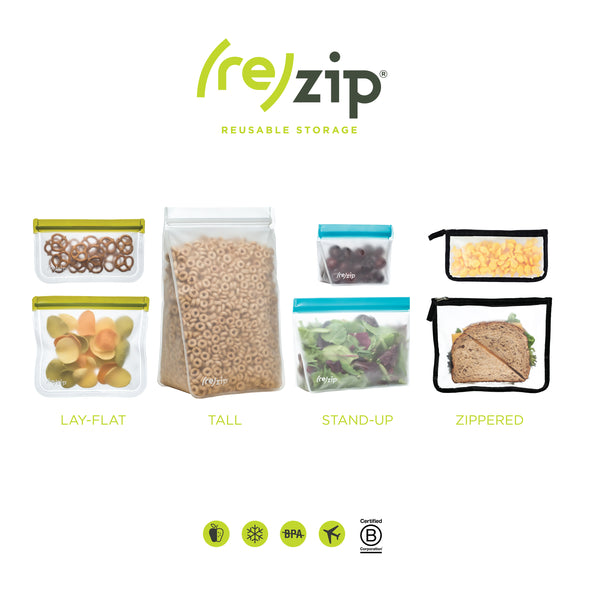 re)zip Reusable Leak-proof Food Storage Bag Kit - Snack & Lunch