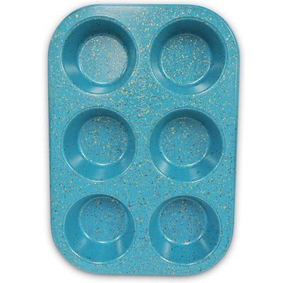 Casaware Toaster Oven 6 Cup Muffin Pan Nonstick Ceramic Coated (Blue Granite)